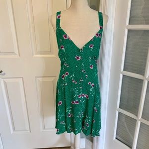 Free People cross back, sleeveless button up dress